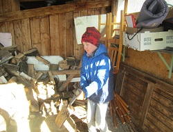 Jakob Antony beim Holzhacken